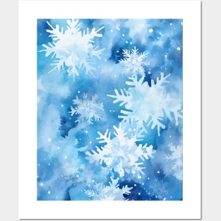 Snowflakes Blue Winter Christmas Posters and Art